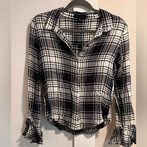 Sanctuary black plaid bell sleeve shirt - XS